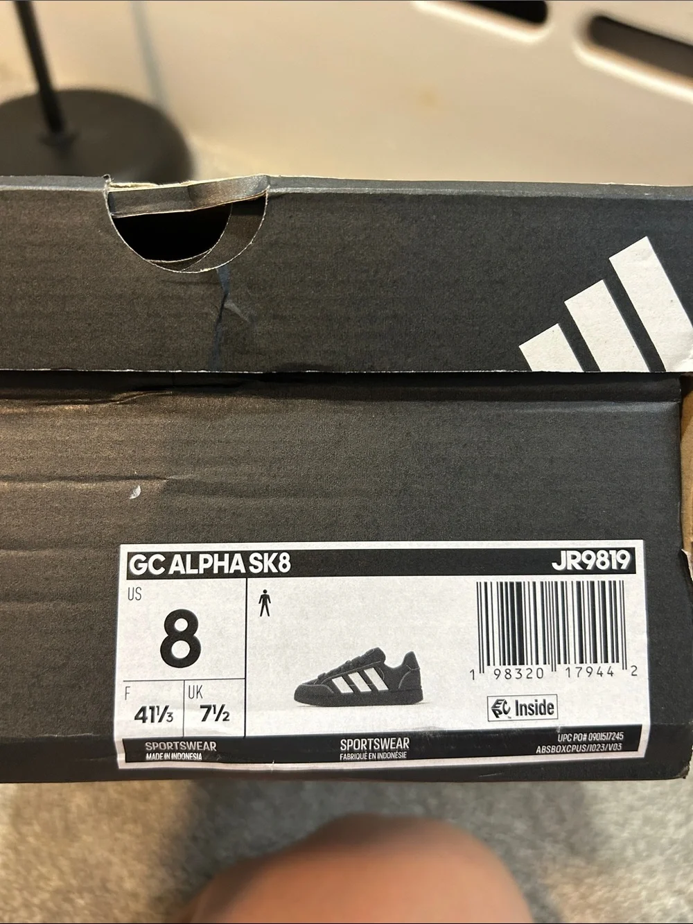 New Adidas Grand Court Alpha Sk8 Sneaker in Black and White